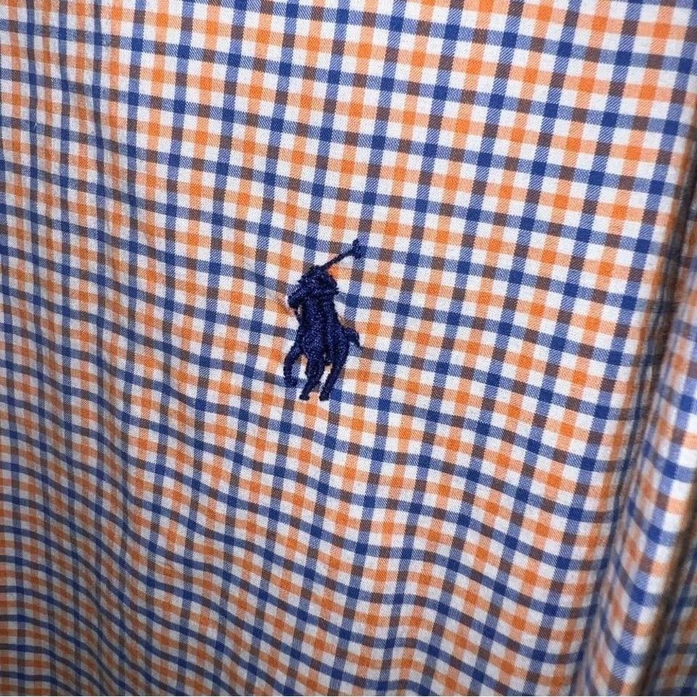Polo Ralph Lauren Button-Down Shirt Blue Orange Tattersall Check 2XLT - Picture 3 of 8